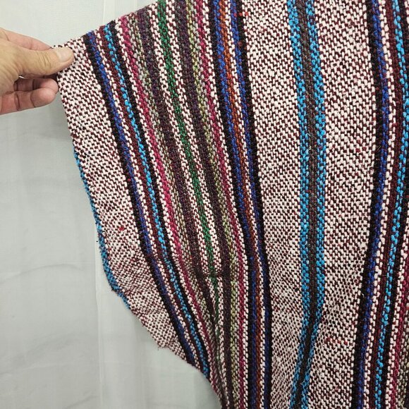 Baja Joe Red Blue Striped Baja Hooded Jacket Beach Hippie L/XL - Picture 3 of 11